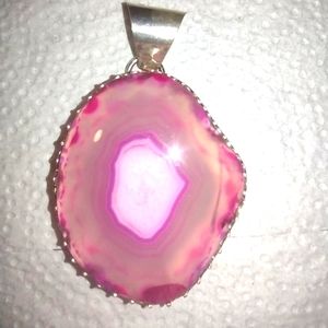 925 silver Solar Druzy Agate Pendant Natural